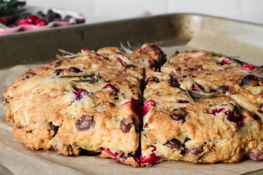 Cranberry Chocolate Rosemary Scones