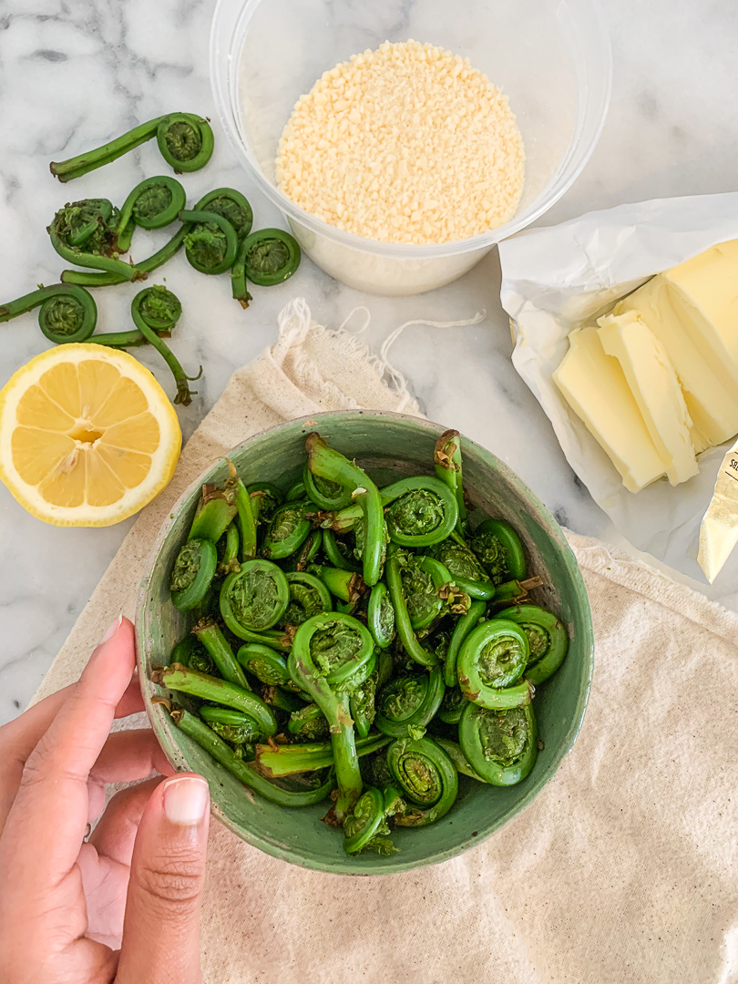 Creamy Lemon Fiddlehead Pasta