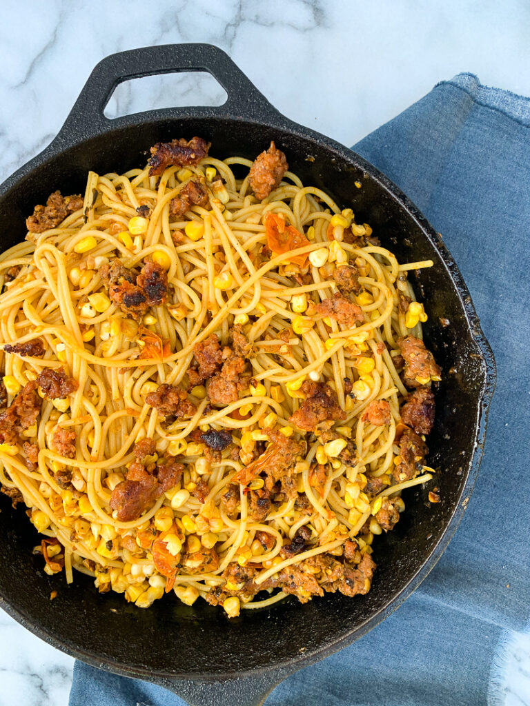 Sausage, Corn, and Basil Pasta-22