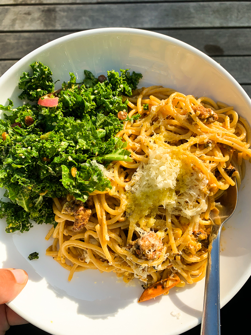 Sausage, Corn, and Basil Pasta