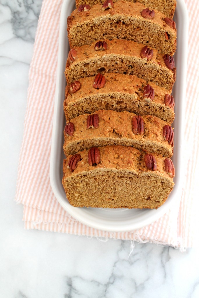 Juicer pulp is used to make this delicious, moist, Spiced Carrot Pecan Bread Recipe. It is a great way to avoid wasting nutritious leftover pulp from juicing. - Get the recipe on CookingWithBooks.net