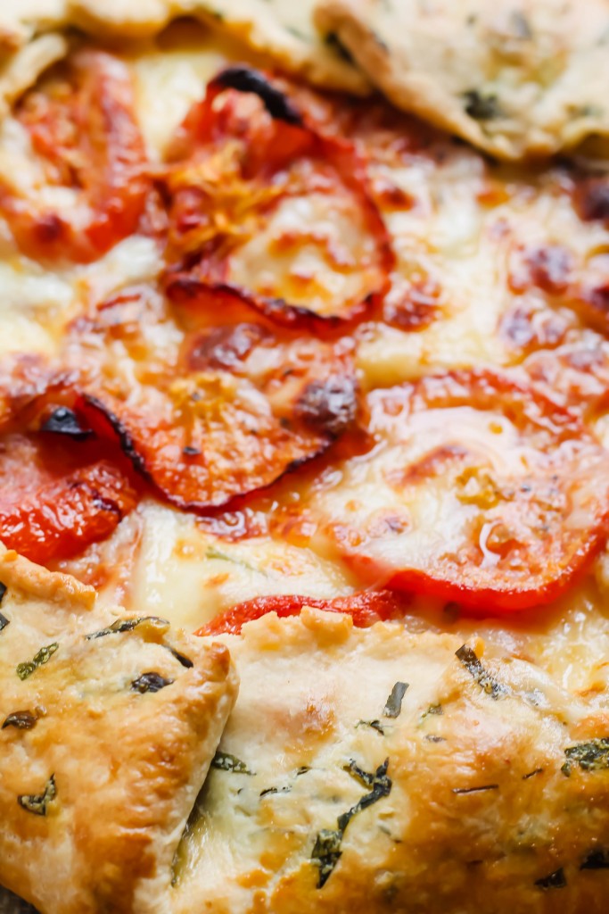 Tomato Mozzarella Galette with Basil Flecked Crust
