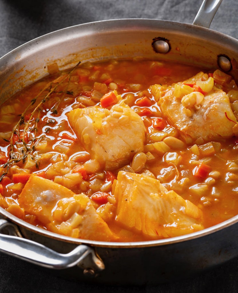 Cod in Saffron Broth with White Beans