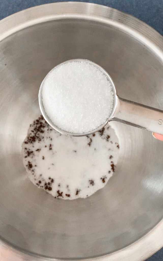 Second, add the sugar of your choice in the bowl.