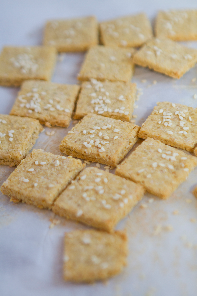 Gluten Free Chickpea Sesame Crackers